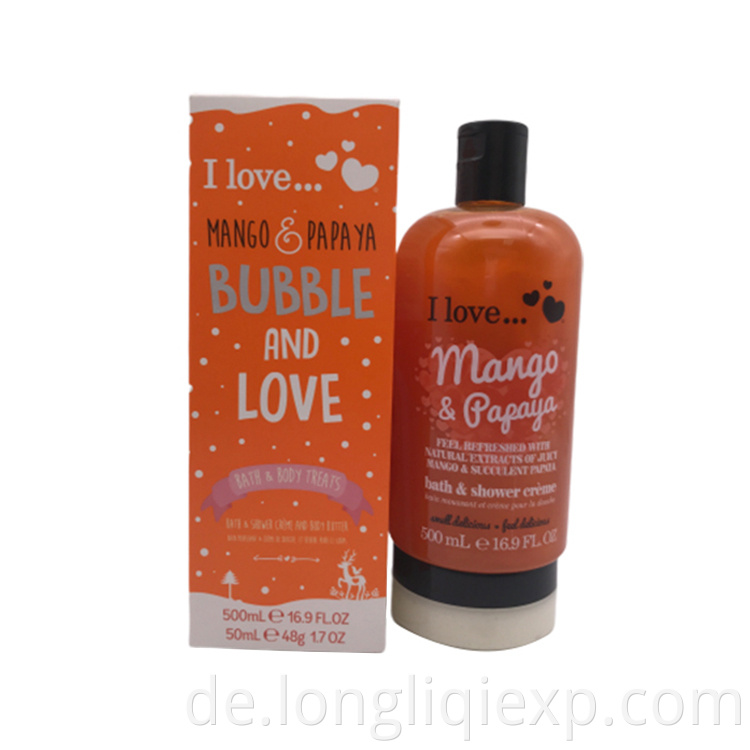 Natürliches 500ml Mango Papaya Duschgel Set 50ml Körperbutter